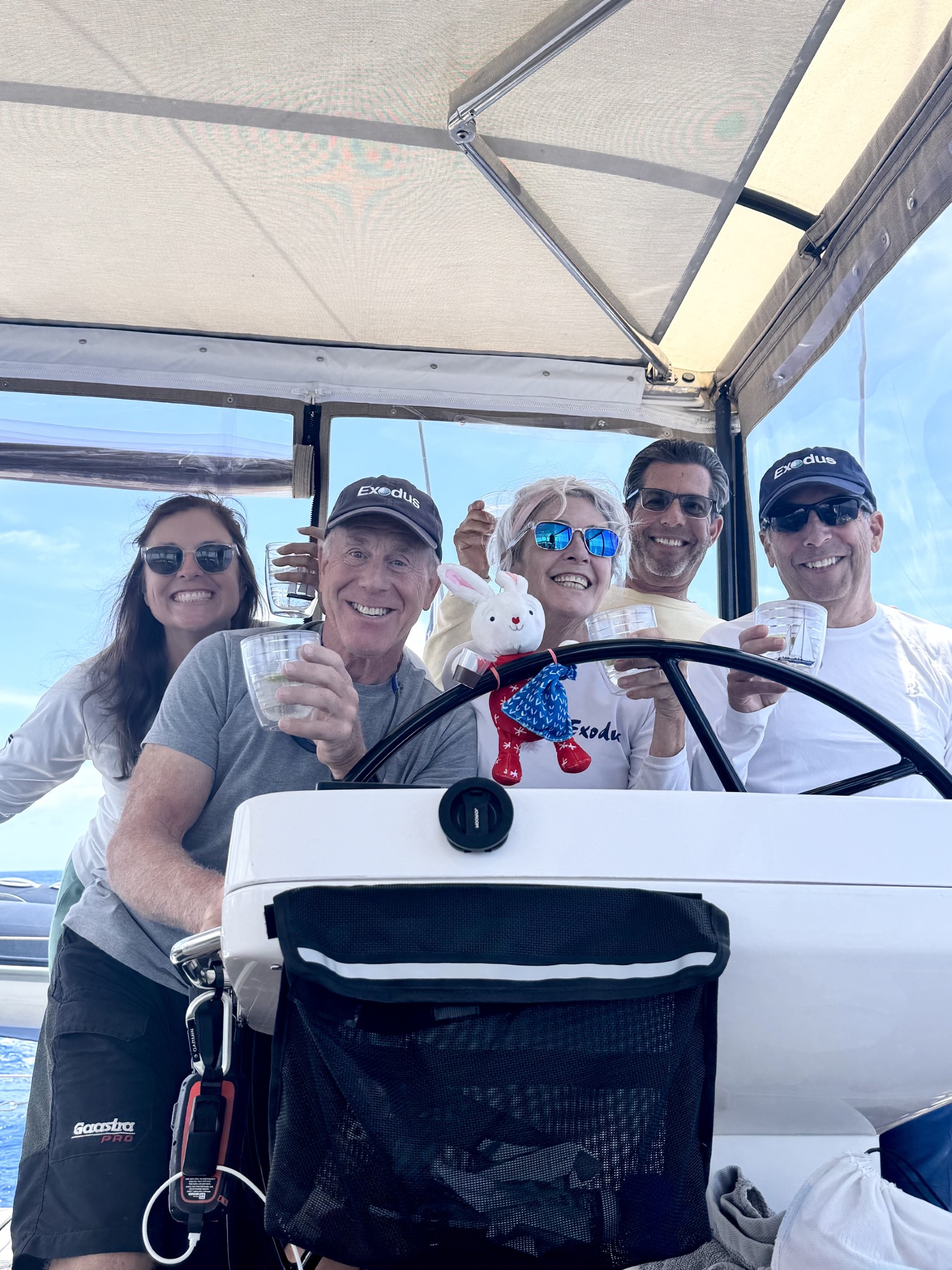 Crew celebrating during the passage from Saint Martin to Bermuda
